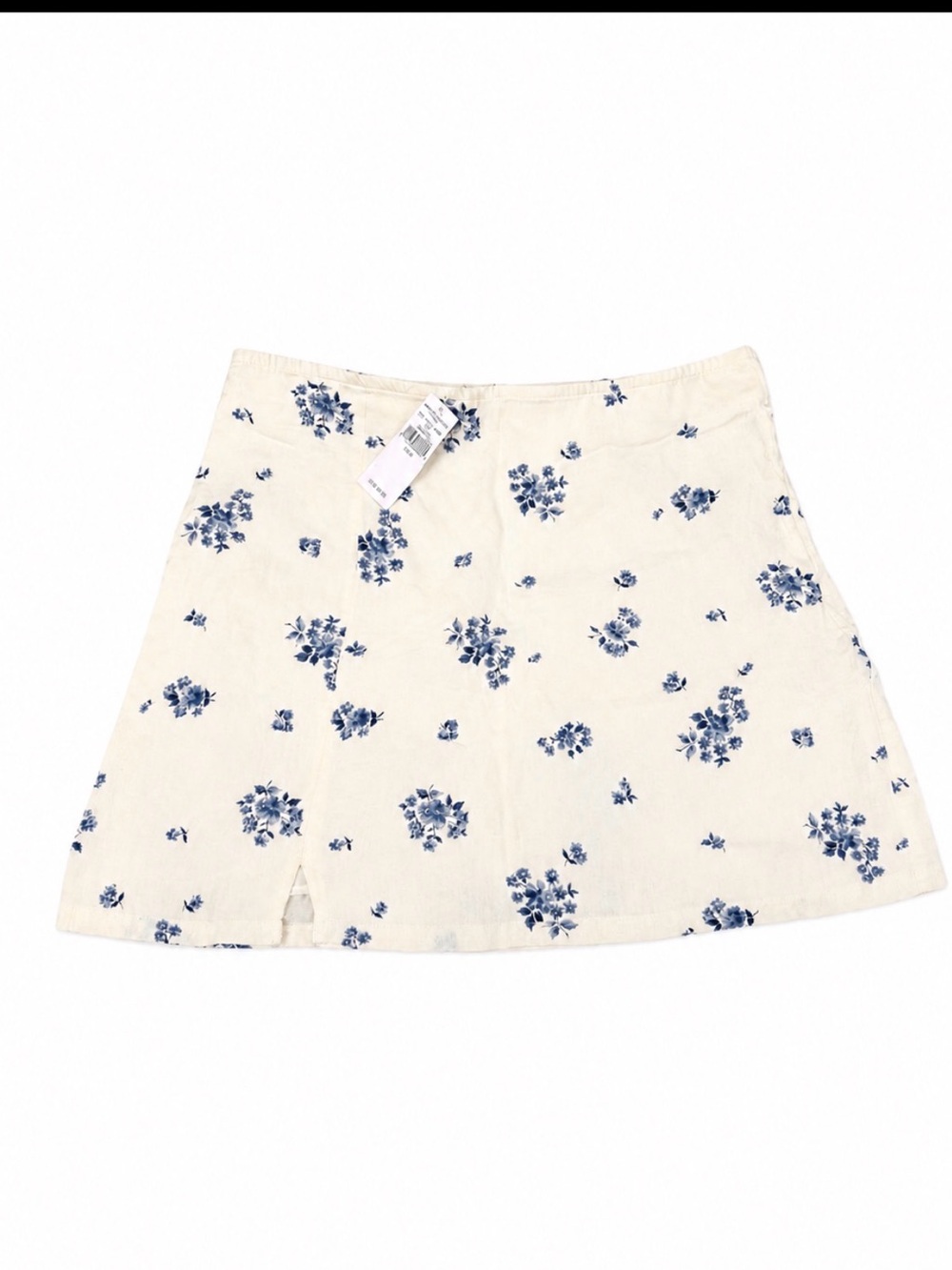 American Eagle Outfitters Cream Mini Skirt with Blue Floral Print